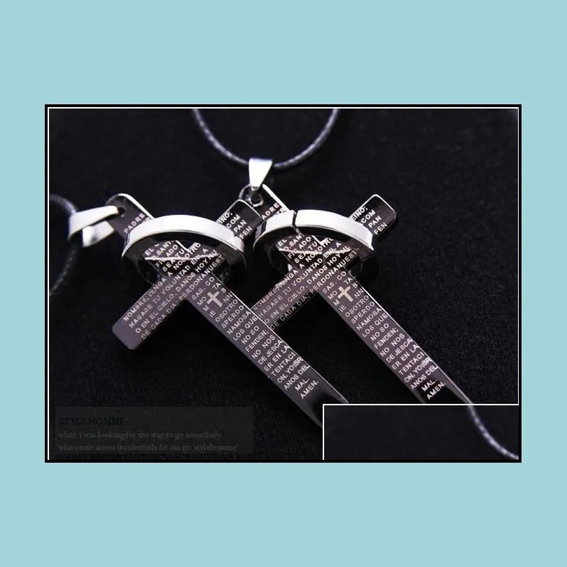 Pendant Necklaces Men Stainless Steel Necklace Statement The Bible Cross Titanium Man Lovers Necklaces Drop Delivery Jewelry Necklaces Dhhz1