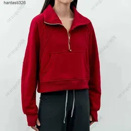  Yoga Outfits LU-99 Women fashion Fiess Hoodies Runing Jacket Ladies Sport Half Zipper Sweatshirt Thick Loose Short Style Coat with Fleece Thumb 688ss