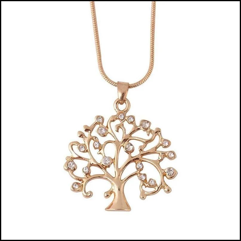 Pendant Necklaces Hip Hop Jewelry Men Elegant Pretty Gold Color Statement Necklaces Long Chain Necklace Tree Of Life Pendant Drop Deli Dh1Di