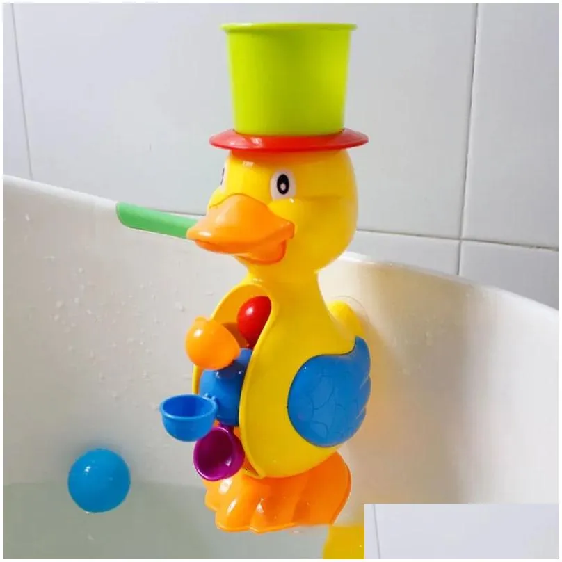 Bath Toys Shower Bath Toys for Kids Cute Yellow Duck Waterwheel Sea horse Toys Baby Faucet Bathing Play Water Spray Game Baby Toys