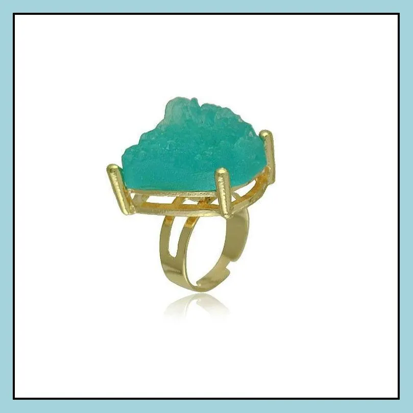 ring for women natural big crystal stone female models exaggerated personality gold gemstone rings