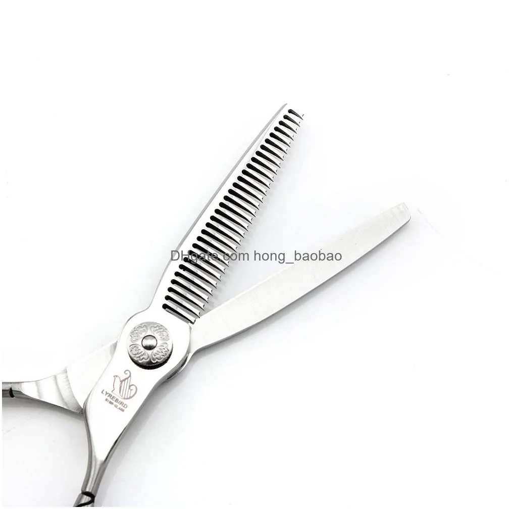 professional hair scissors 6 inch lyrebird high class barber scissors curved line handle engraved flower screw matte silvery handle