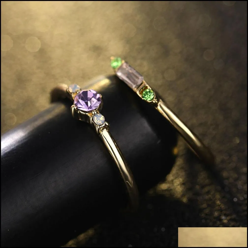 crystal zircon gold ring set 4 pcs/set vintage bohemian women engagement party ring set jewelry