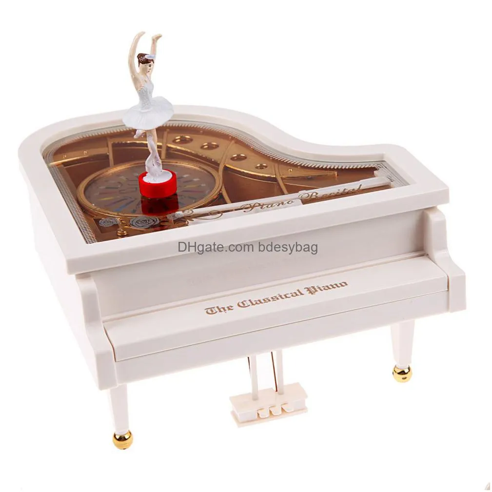 Decorative Objects & Figurines Decorative Objects Figurines Piano Model Engraved Musical Box Holiday Supplies Vintage Music Retro Ligh Dhyoe