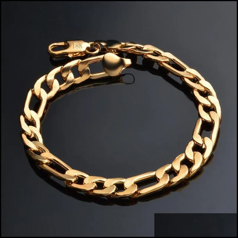 Chains Gold Bracelet Men 31Nk Chic Explosion Models 18K Plating Copper Jewelry Electroplating Figaro 8Mm Mens Bracelets Drop Delivery Dhjds