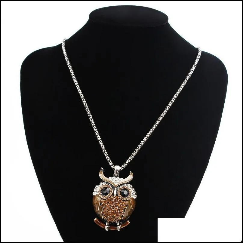 Pendant Necklaces Necklaces Pendant Brand Charms Vintage Crystal Cubic Zircon Diamond Fine Jewelry Owl Drop Delivery Jewelry Necklaces Dhgu7