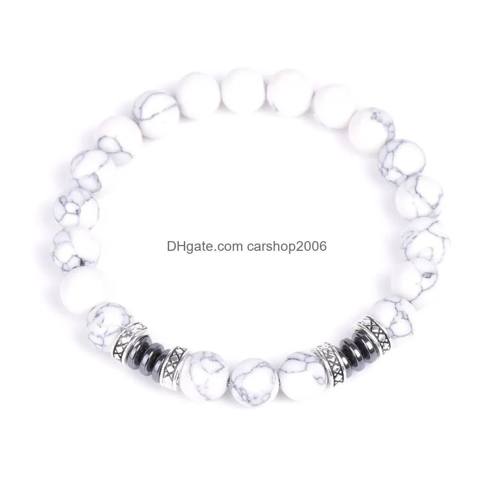 8mm natural stone lava tiger eye howlite hematite beads bracelet for women men buddha energy yoga jewelry