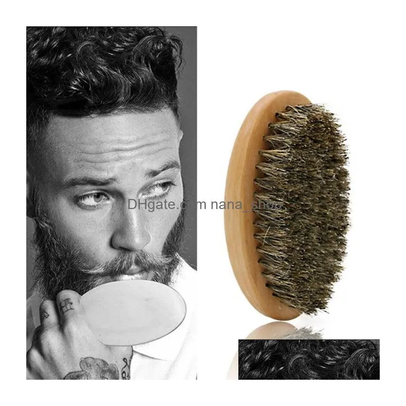 Hair Brushes Beard Bro Sha Brush Y Man Gentleman Trim Template Grooming Shaving Comb Styling Tool Wild Boar Bristles Drop Delivery Hai Dhrvx