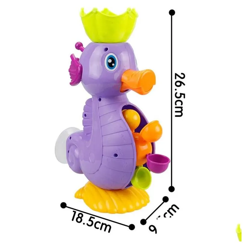 Bath Toys Shower Bath Toys for Kids Cute Yellow Duck Waterwheel Sea horse Toys Baby Faucet Bathing Play Water Spray Game Baby Toys