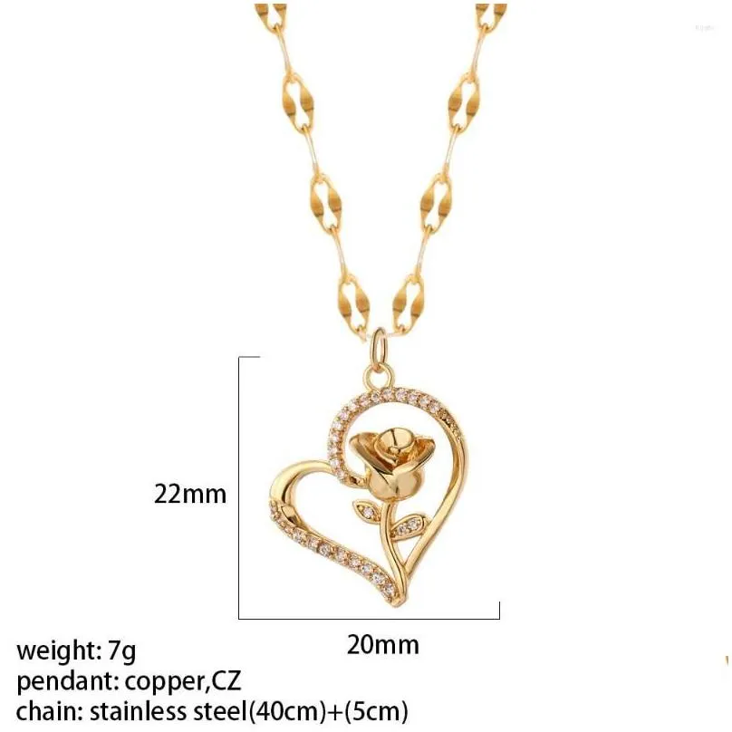 Pendant Necklaces Pendant Necklaces Cute Cat Animal For Women Romantic Jewelry Gold Color Lip Chain Heart Rose Lucky Necklace Drop Del Dhreq