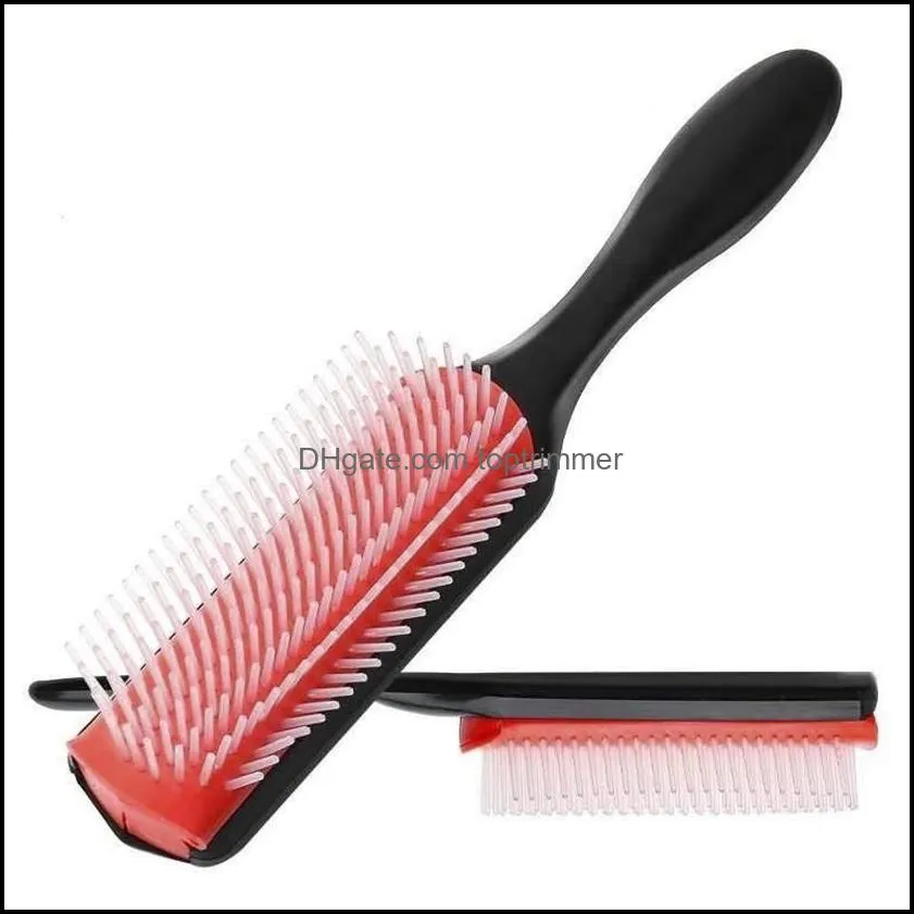 hair brushes brush 9-rows detangling denman detangler hairbrush scalp massager straight curly wet styling comb275p