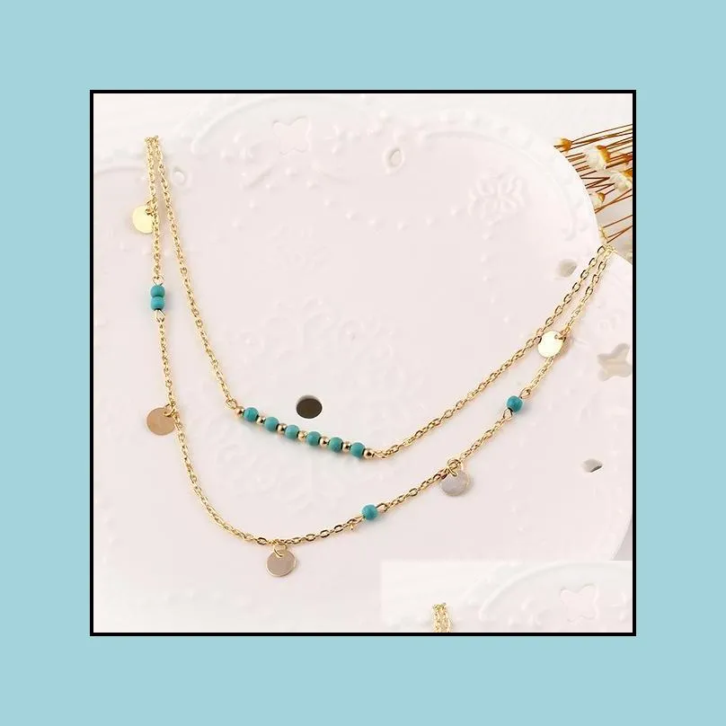 string tassel bar multilayer necklace vintage boho turquoise beads necklaces pendants long charms chains necklaces