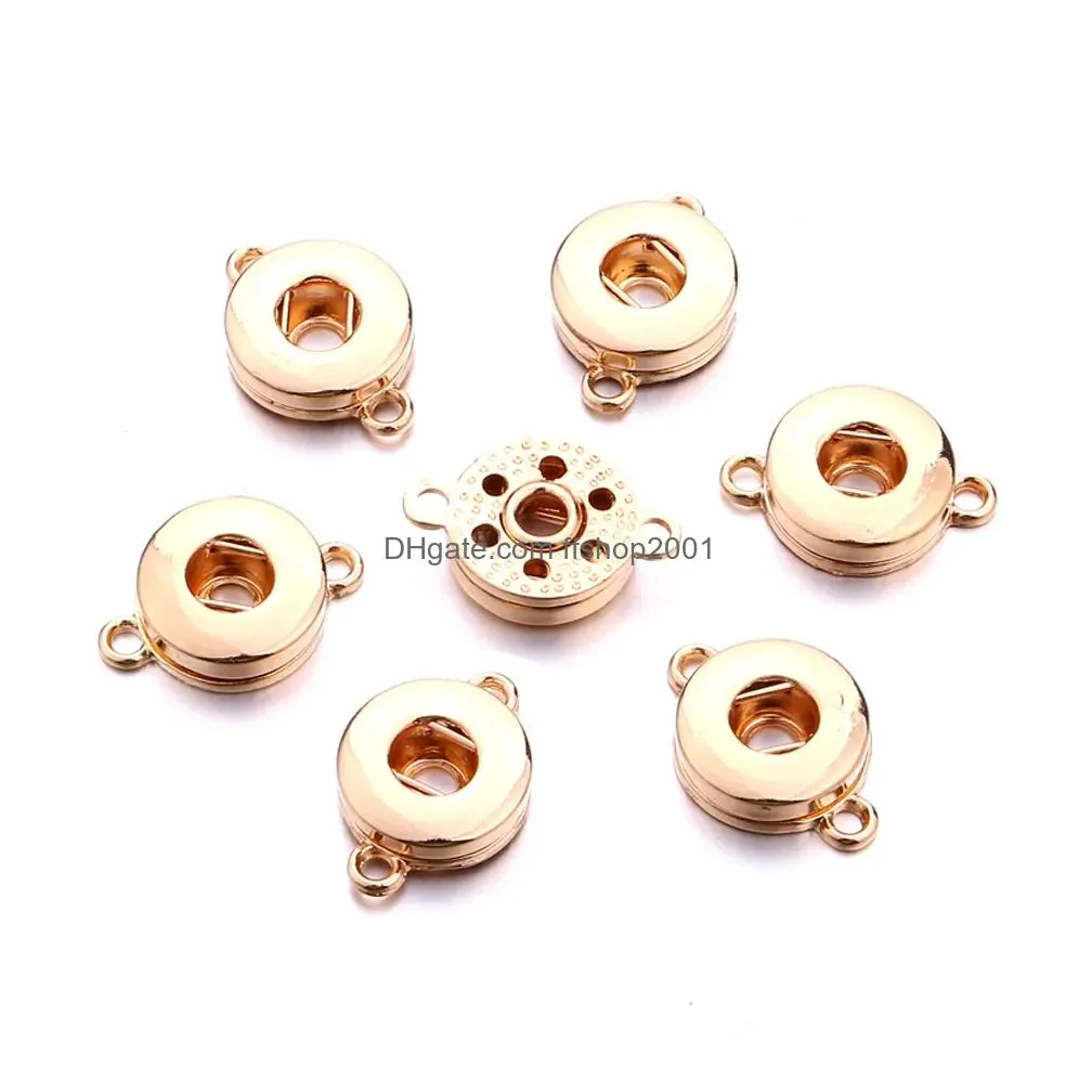 silver gold metal two ears 12mm snap button base pendant charms for diy snaps buttons earrings necklace bracelet jewelry