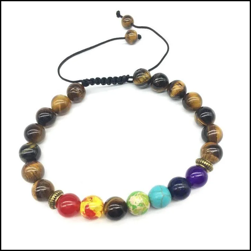 Charm Bracelets 7 Chakra Bracelet Men Black Lava Healing Nce Beads Various Colors Bracelets For Women Reiki Buddha Prayer Natural Ston Dhyzk