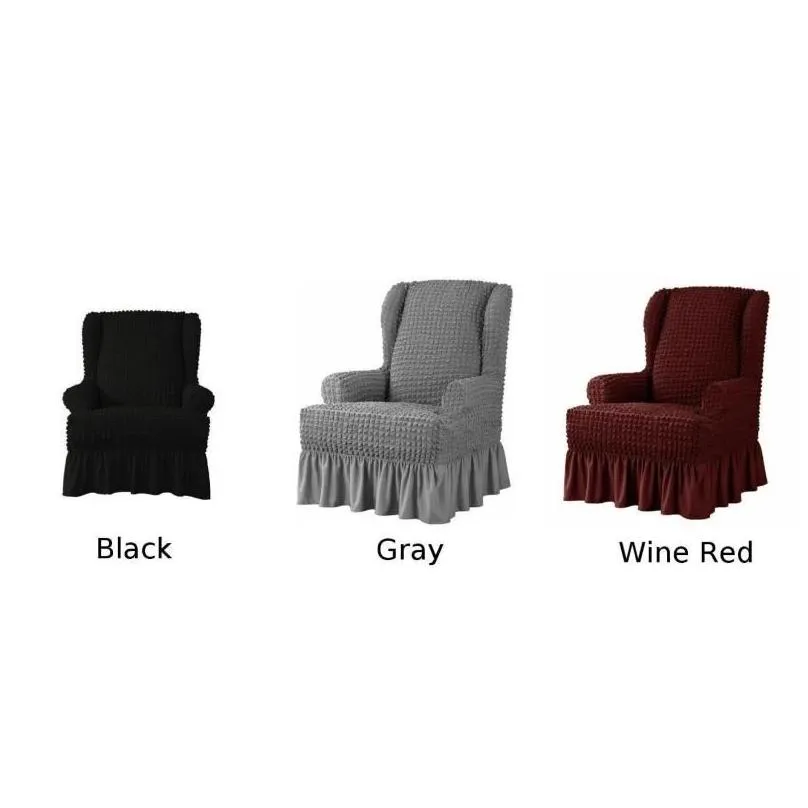 Chair Covers Wingback Cover Protector Slipcover Stretch Skirt Style Dirty Resistant RedGrayBlack9393163