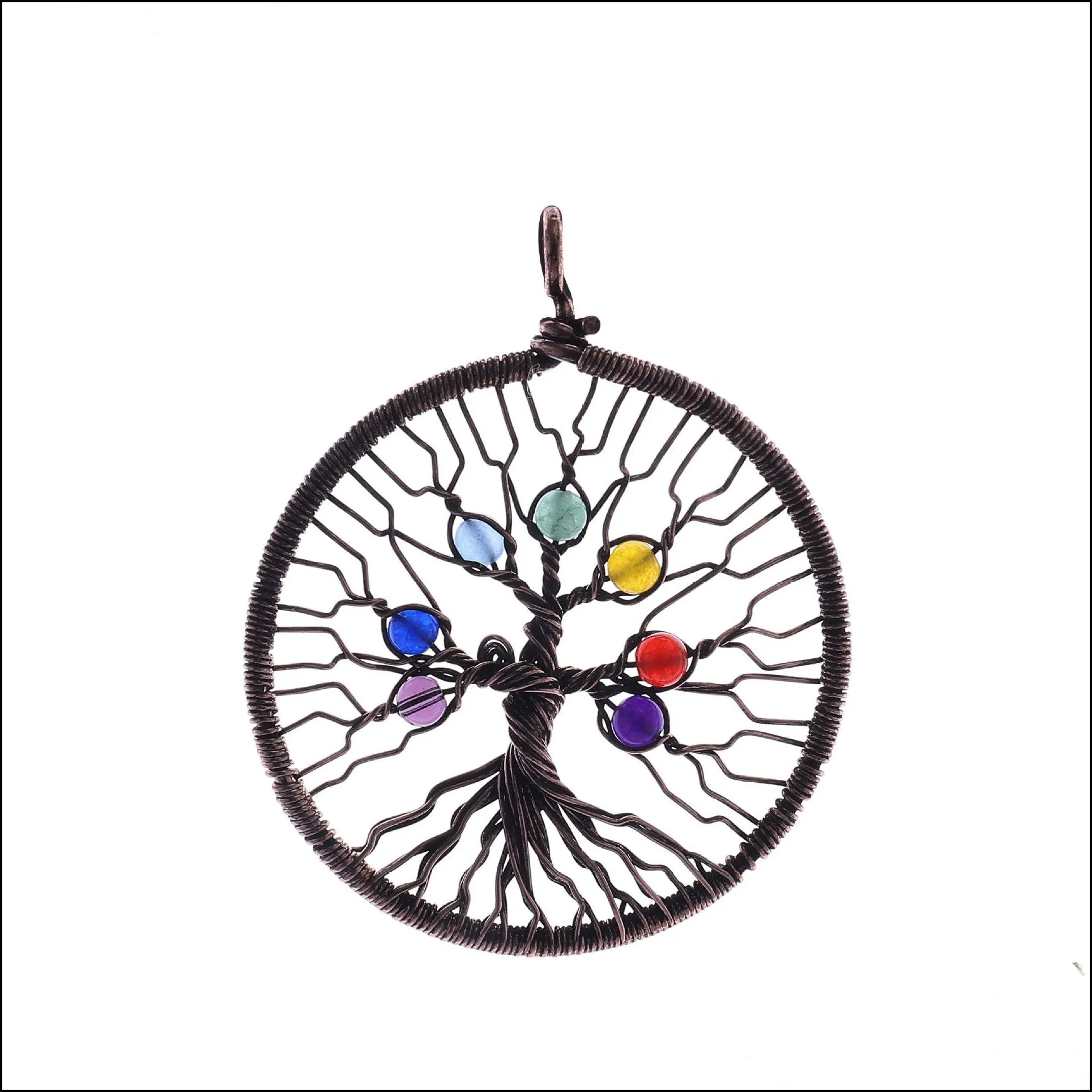 rainbow chakra tree of life quartz necklaces wisdom tree choker necklace