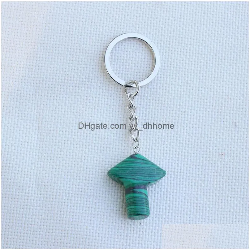 natural stone mushroom key rings keychains healing crystal car decor key chain keyholder