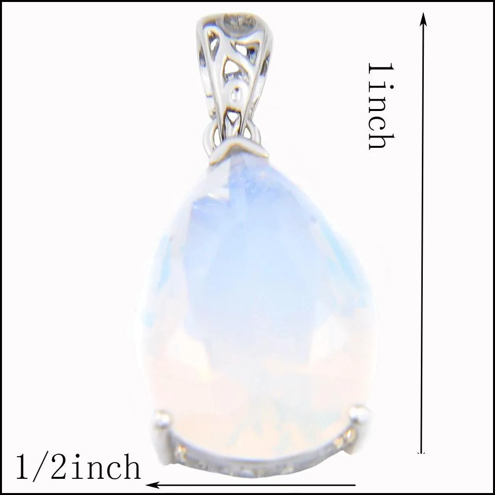 Pendant Necklaces Luckyshine Europe Jewelry Water Drop White Moonstone Gems Sier Necklaces Usa Israel Wedding Engagement Pendant Add D Dhzbp