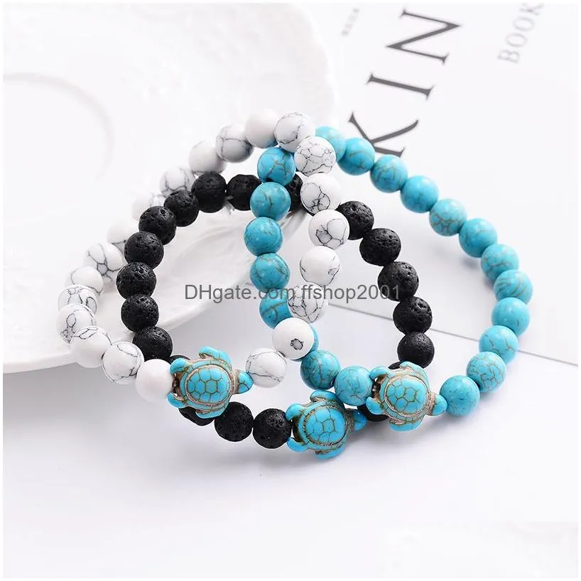 8mm black lava stone turquoise bead cross toutoise bracelet  oil diffuser bracelet for women men jewelry