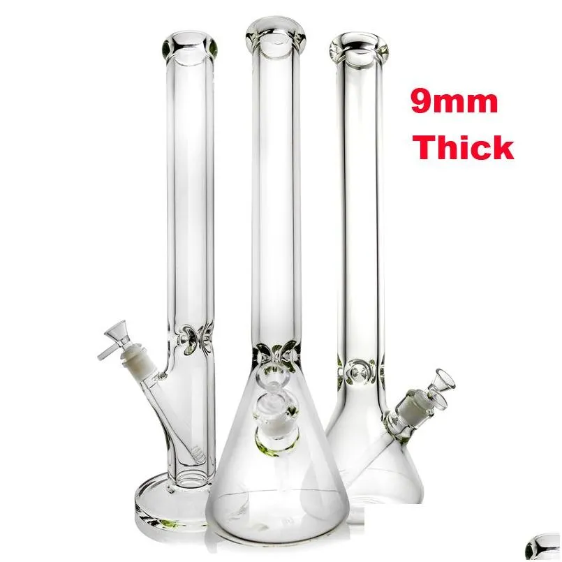 20 Inches Big Glass Bongs Hookahs Beaker Bong 9mm 7mm Thickness Wall Super Heavy Water Pipes With 14.4 mm Male Joint Bowl Color Painting Rainbow Bong Sand Caving