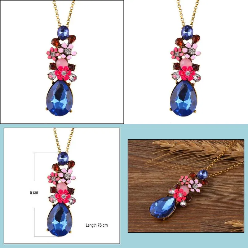 Pendant Necklaces Crystal Diamond Necklaces For Women Men Bohemian Rhinestone Long Charms Chains Drop Delivery Jewelry Necklaces Penda Dhl5W