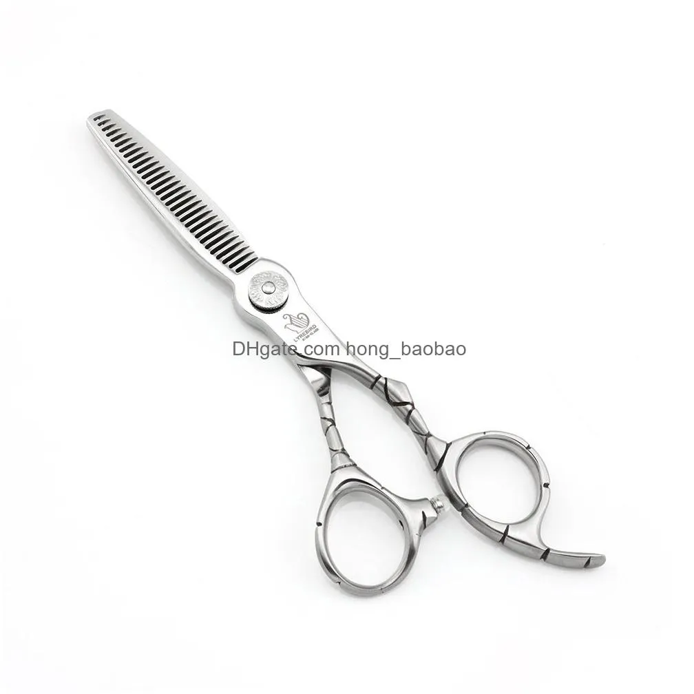 professional hair scissors 6 inch lyrebird high class barber scissors curved line handle engraved flower screw matte silvery handle