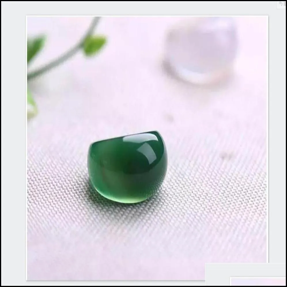 Band Rings Chalcedony Natural Jade Ring 284D Drop Delivery Jewelry Ring Dh8Af