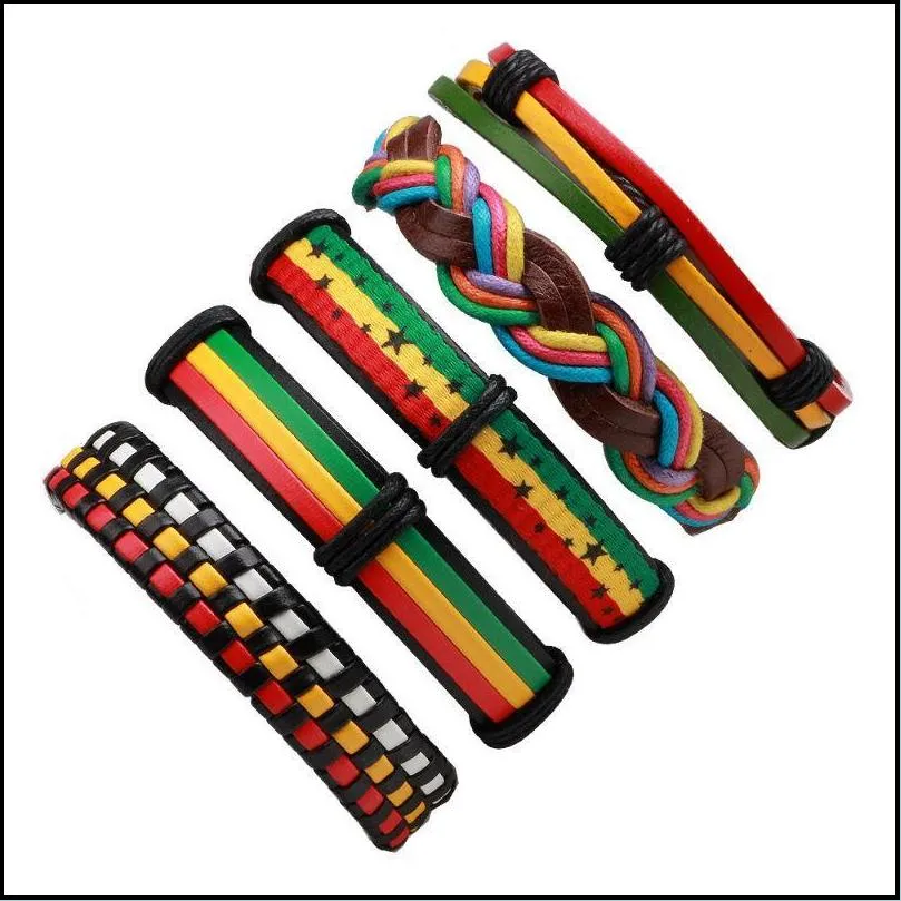 Charm Bracelets Leather Bracelet Mtilayer Braid Jewelry Fashion Black Punk Wrap Bracelets Drop Delivery Jewelry Bracelets Dhb29