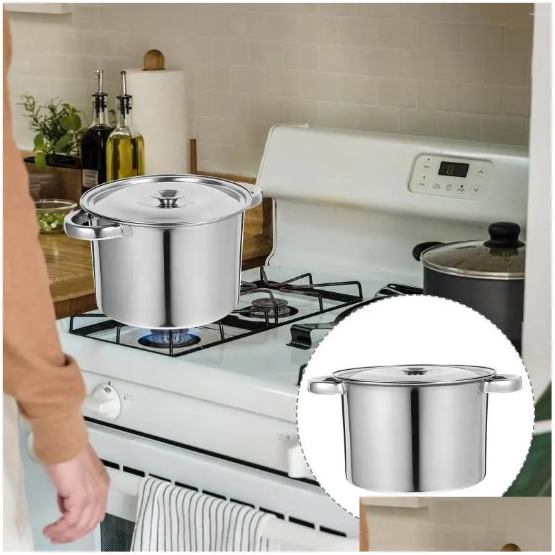 Double Boilers Covered Stockpot Stew Soup Boiling Pan Kitchen Cookware Saucepan Bucket Stainless Steel Steaming Cooking Household