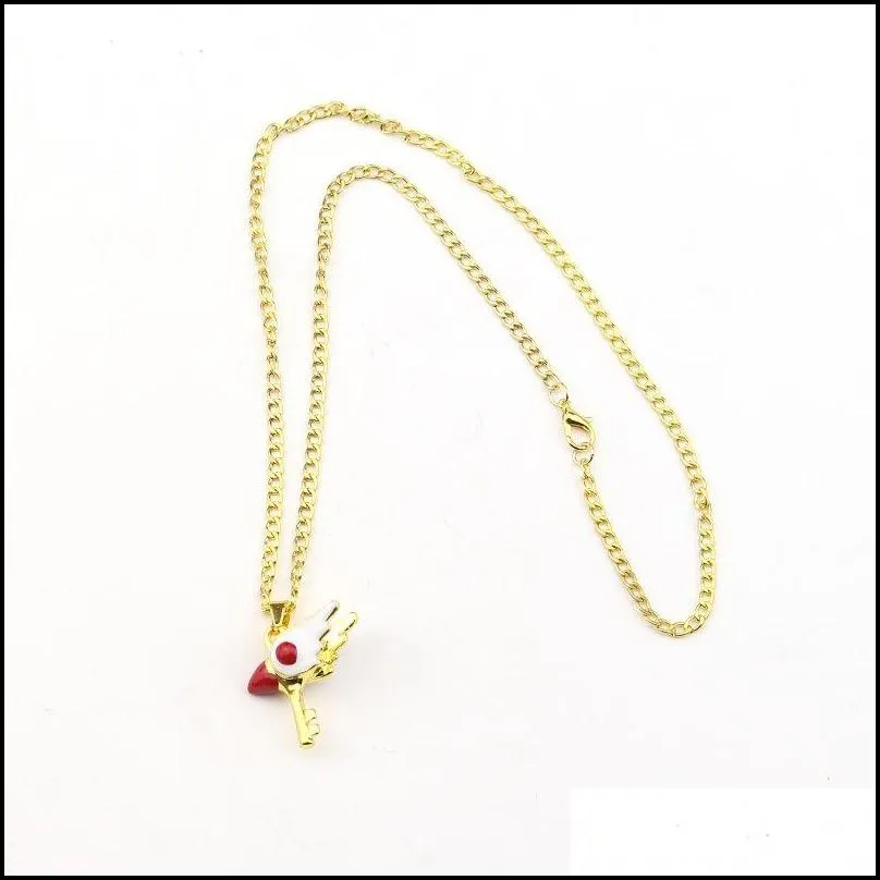 anime jewelry chain necklace card captor sakura star scepter pendants necklaces cartoon charm choker necklace