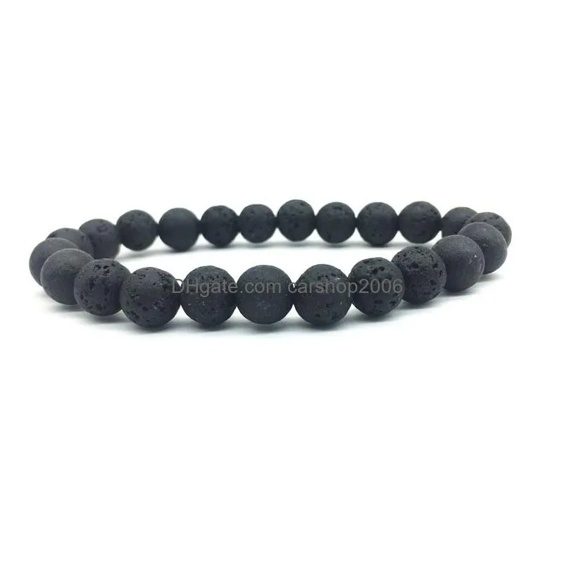  8mm black lava stone beads bracelet diy lava rock  oil diffuser bracelet for women