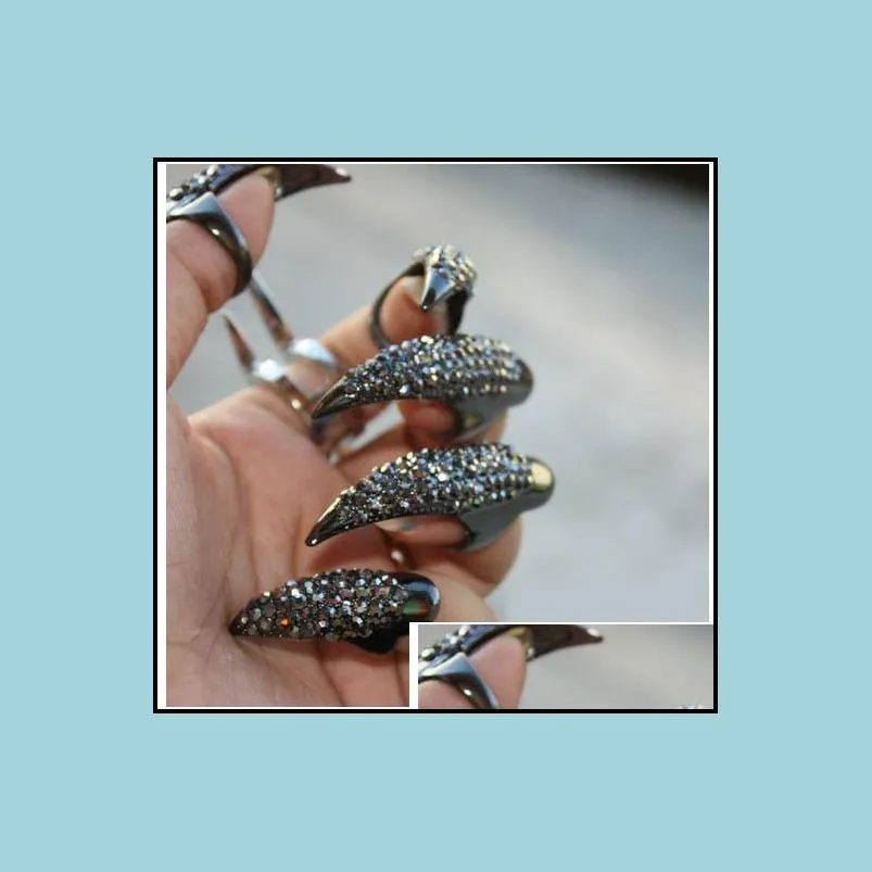 rings crystal finger ring pretty punk style claw paw talon finger thumb rings gold and black color 3 sizes available punk rings