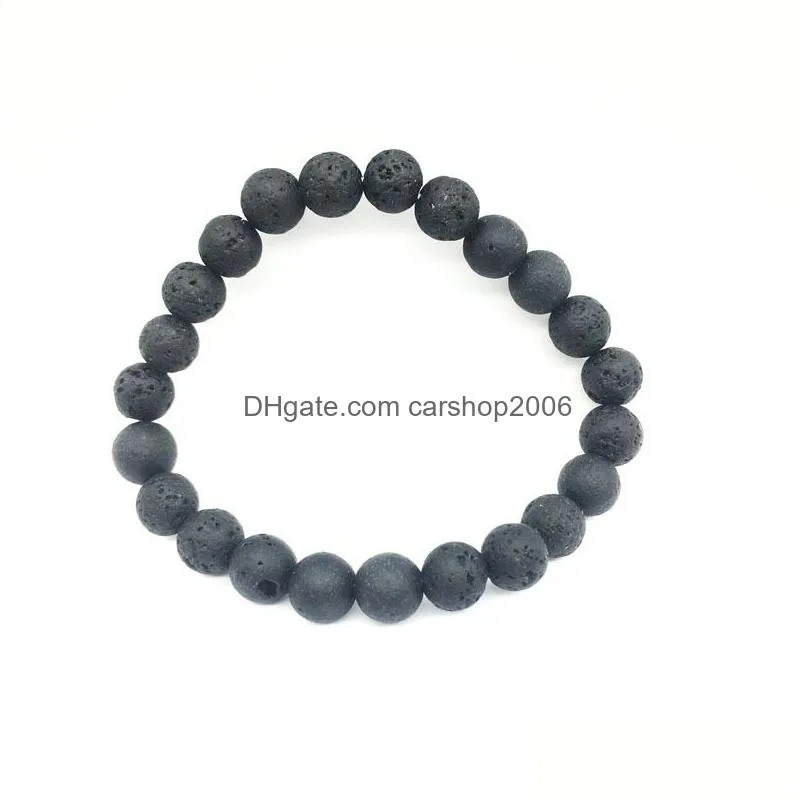  8mm black lava stone beads bracelet diy lava rock  oil diffuser bracelet for women