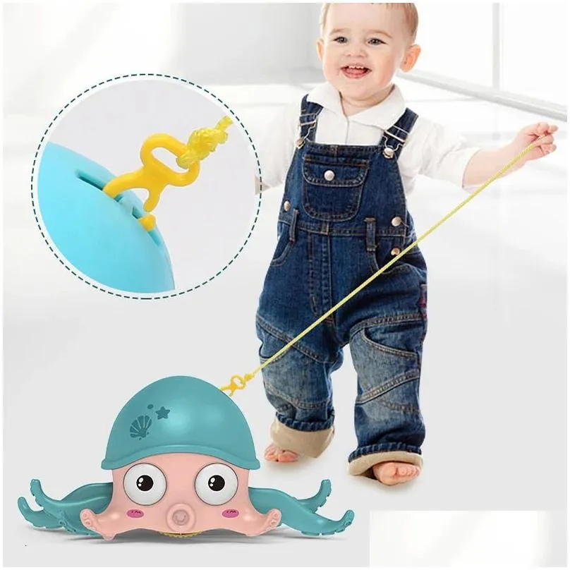 Bath Toys Octopus Toy Baby Bath Toy Toddler Pulling Line Clockwork Octopus Cartoon Crawling Walking Jellyfish Land And Water Fun Pool Toys