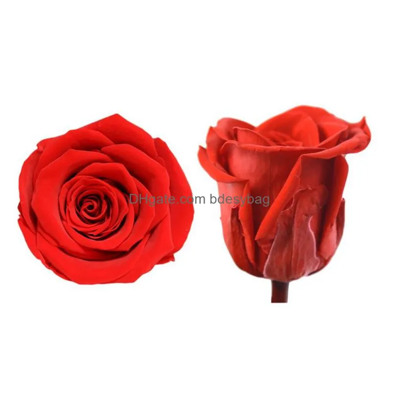 Decorative Flowers & Wreaths Rose Flowers Home Wedding Decoration Valentines Gift Diy Flower Art Artificial Head Preserved Flower1223X Dhko2