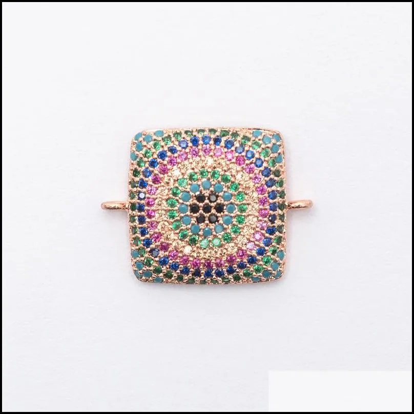 Charms Rainbow Color Square Micro Pave Copper Evil Eye Charms For Diy Jewelry Connectors Drop Delivery Jewelry Jewelry Findings Compon Dhhqv