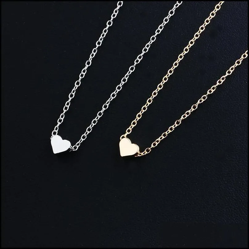 Pendant Necklaces Pendant Necklace Trendy Tiny Heart Short Women Gold Plated Chain Lover Lady Girl Gifts Bijoux  Drop Deliver Dhvut