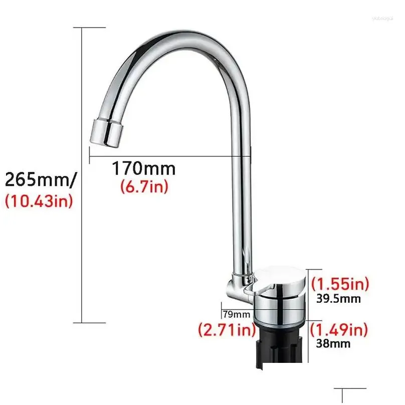 Kitchen Faucets 360 Degree Swivel RV Faucet Horizontal Rotation Folding Single Handle Control Sink For Campervans