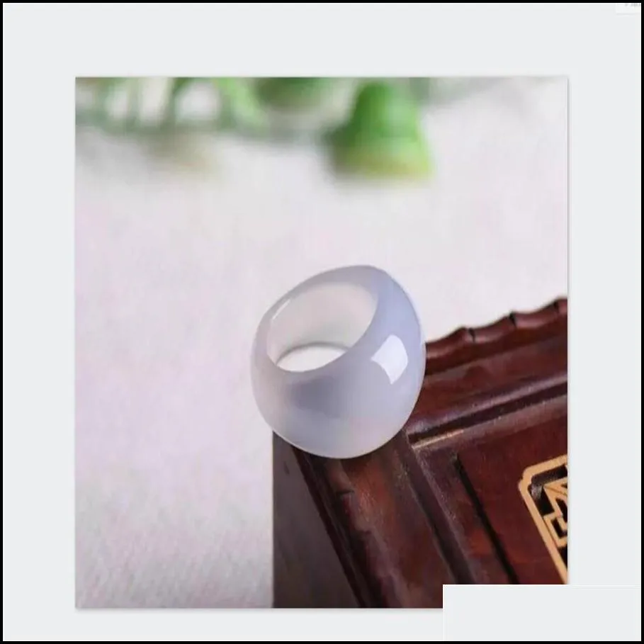 Band Rings Chalcedony Natural Jade Ring 284D Drop Delivery Jewelry Ring Dh8Af