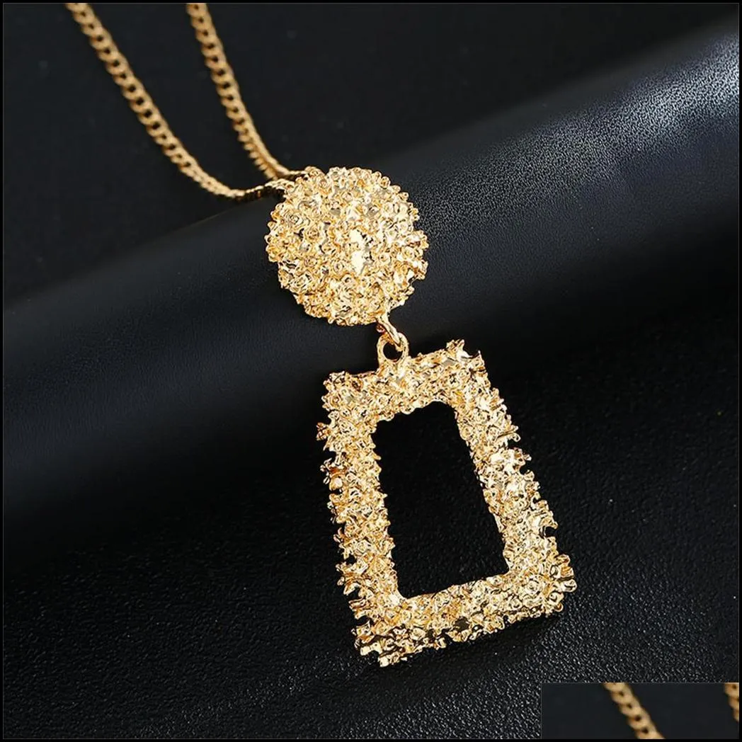 Pendant Necklaces Pretty Statement Necklace Pendant Design Long Chain Geometric Exaggerate Jewelry Accessories Maxi Drop Delivery Jewe Dhl6W