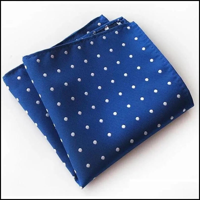 Handkerchiefs Rbocott Mens Pocket Squares Dot Pattern Blue Handkerchief Fashion Hanky For Men Business Suit Accessories 25Cmx25Cm T200 Dhb2V