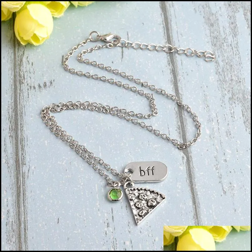 bff pizza pendant necklace friendship necklaces for friend friends forever necklace