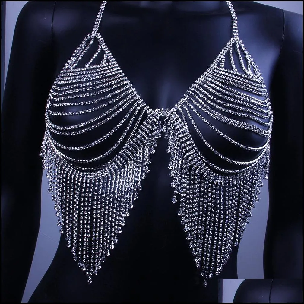 Other Jewelry Sets Tassel Crystal Bralette Set Bikini Top Body Chain Bra Necklace For Women Underwear Rhinestone Jewelry Y Thong Panti Dhrdl