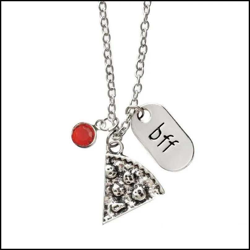 bff pizza pendant necklace friendship necklaces for friend friends forever necklace