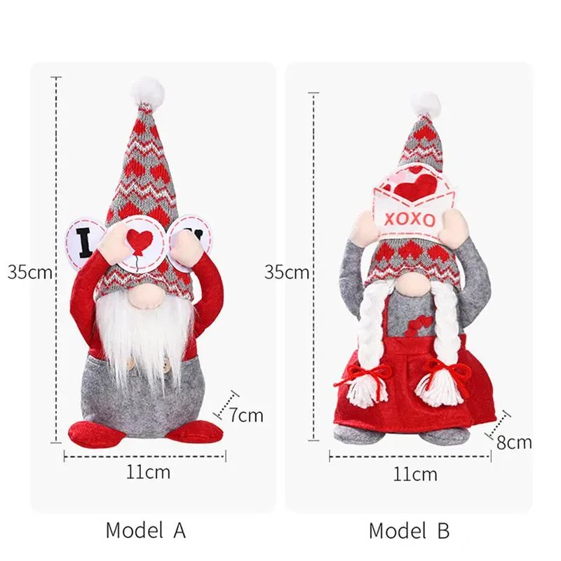 Party Supplies Valentine`s Day Plush Gnomes Decorationes Mr Mrs Handmade Scandinavian Tomte Home Tiered Tray Ornaments PHJK2201