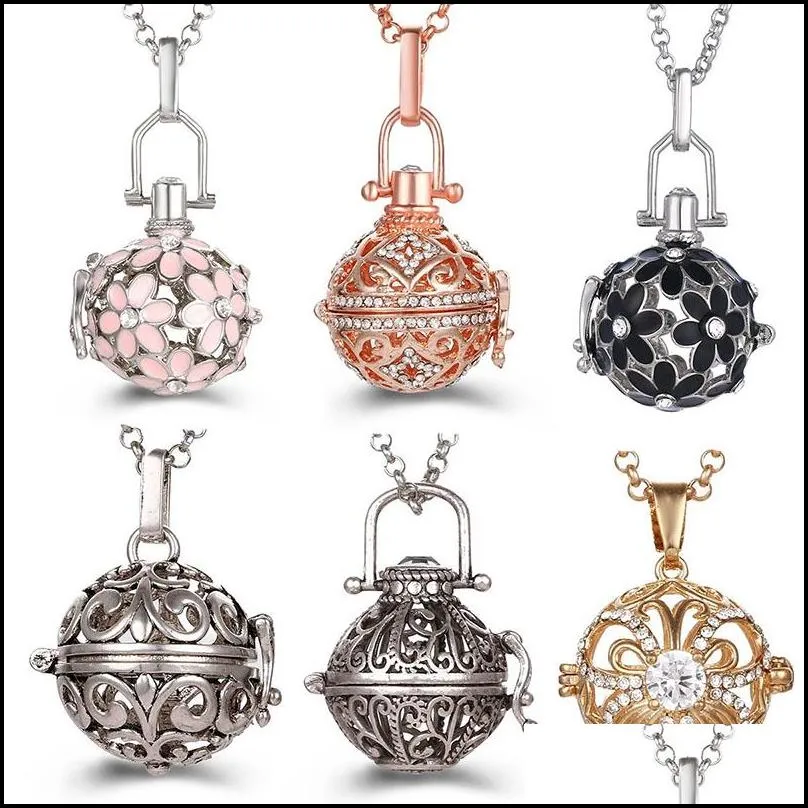 Pendant Necklaces Chime Music Angel Ball Caller Locket Necklace Pendant Vintage Pregnancy Necklaces Aromatherapy  Oil Diffuse Dhpxj