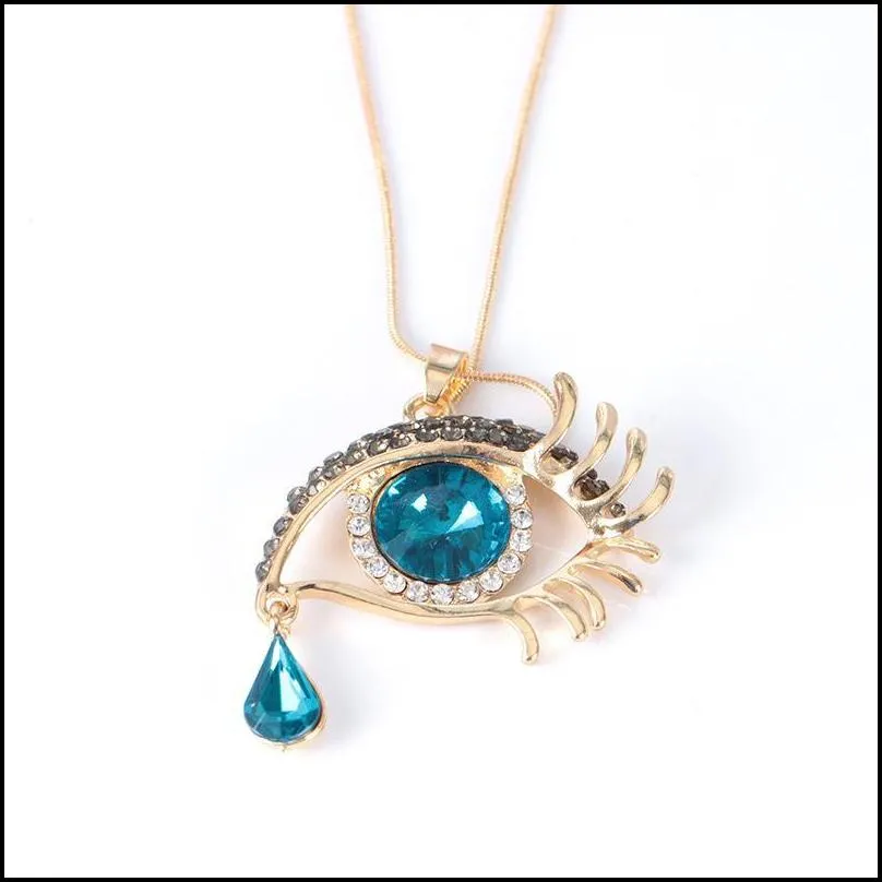 choker necklace for women women wholesale gems blue eyes eyelash tear pendant necklace