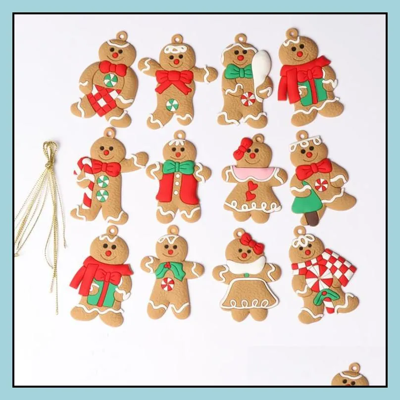 Charms 12Pcs Christmas Cute Gingerbread Man Biscuit Pendant Charms Beverages Jewelry Accessories Diy Funny Earrings Findings On Sale D Dhygx