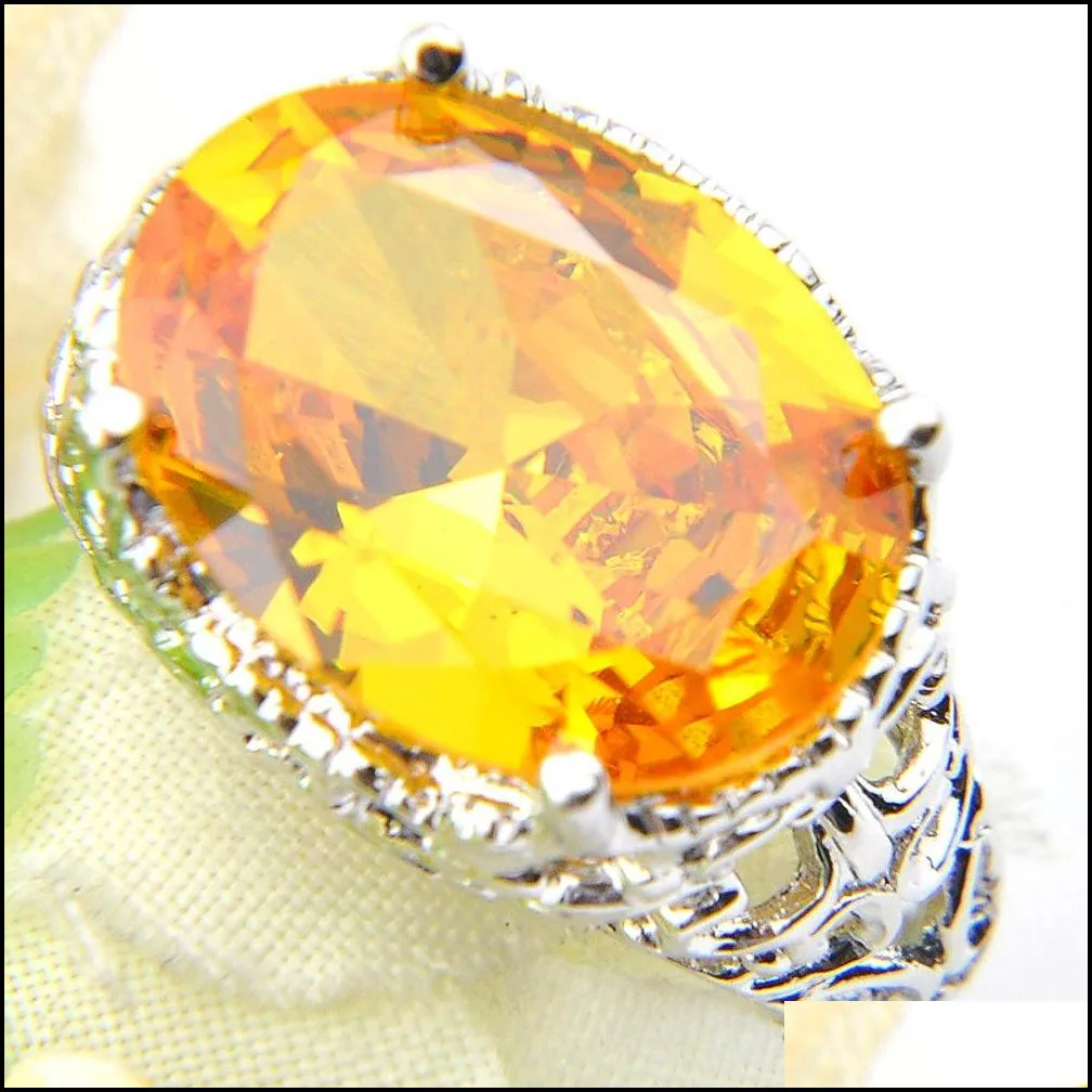 Wedding Jewelry Sets 3 Sets/Lot Luckyshine Valentines Day Gentle Fire Oval Royal Citrine Gems 925 Sterling Sier Plated Wedding Pendant Dhvab