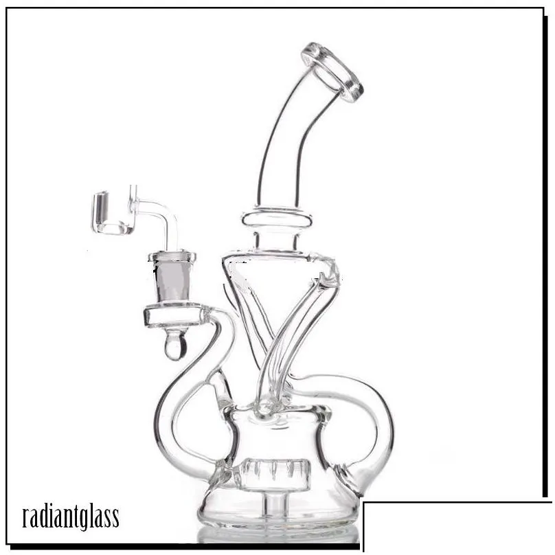 9 inches Recycler Glass Bong Tornado Hookah Recyable Dab Rigs Smoking water pipe bongs Heady Pipes Size 14mm joint with bowl or quartz